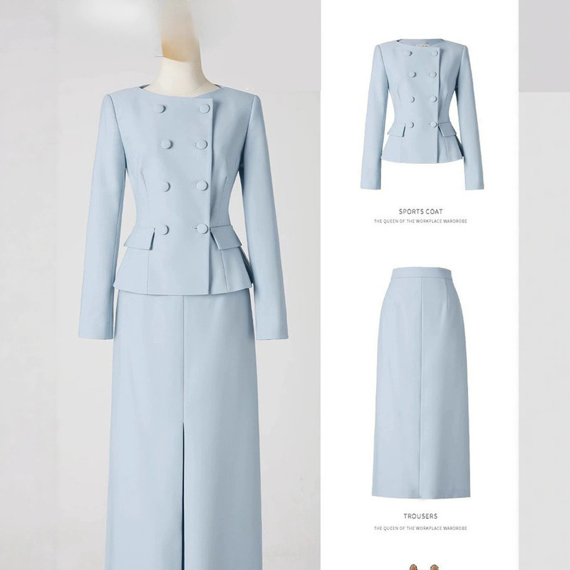 Professional Suit for Women, Spring and Autumn, Elegant Style, Suitable for Broadcast Host, Art Exam, Formal Suit with Skirt, Beauty Salon Front Desk Work Uniform