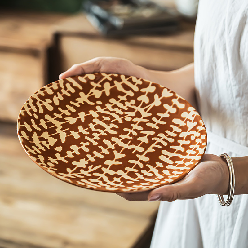 Relievo pintado a mano característico platos de cubiertos caseros platos de cerámica platos de desayuno platos de ensalada de frutas platos platos de comida occidental