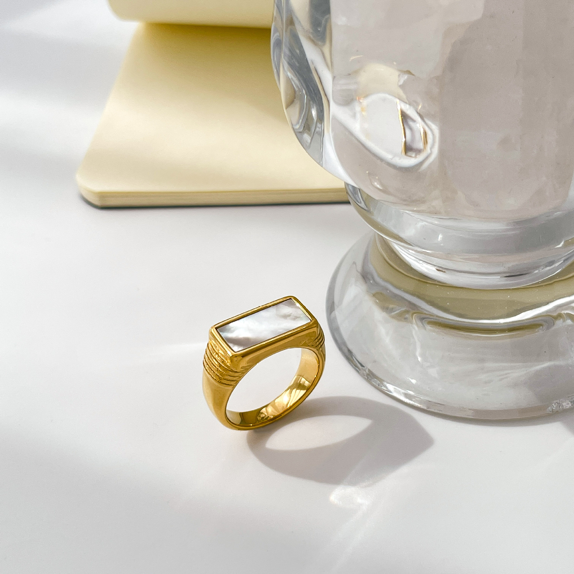 Open Rings Classification 1 Piece Quantity Sweet Heart Shape Titanium Steel Plating Inlay Shell Open Rings