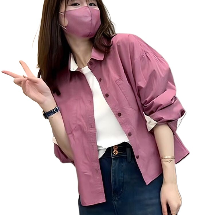 初秋小个子长袖衬衫外套女春秋季2025新款衬衣外搭设计感短款上衣|undefined