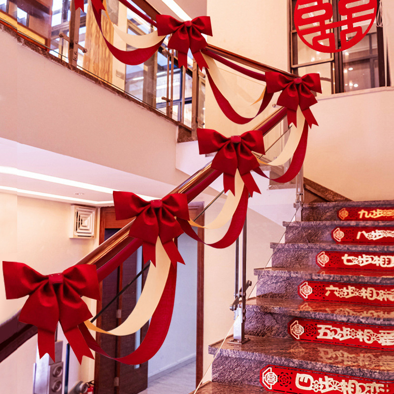 Escalera de boda pasamanos decoración dibujo de flores suministros de boda colgante arco colgante no tejido conjunto