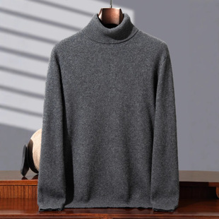 Baby Small Cashmere 100 Pure Cashmere Sweater Men's High Lapel Thick Sweater Knitted Shirt for Middle-aged Students