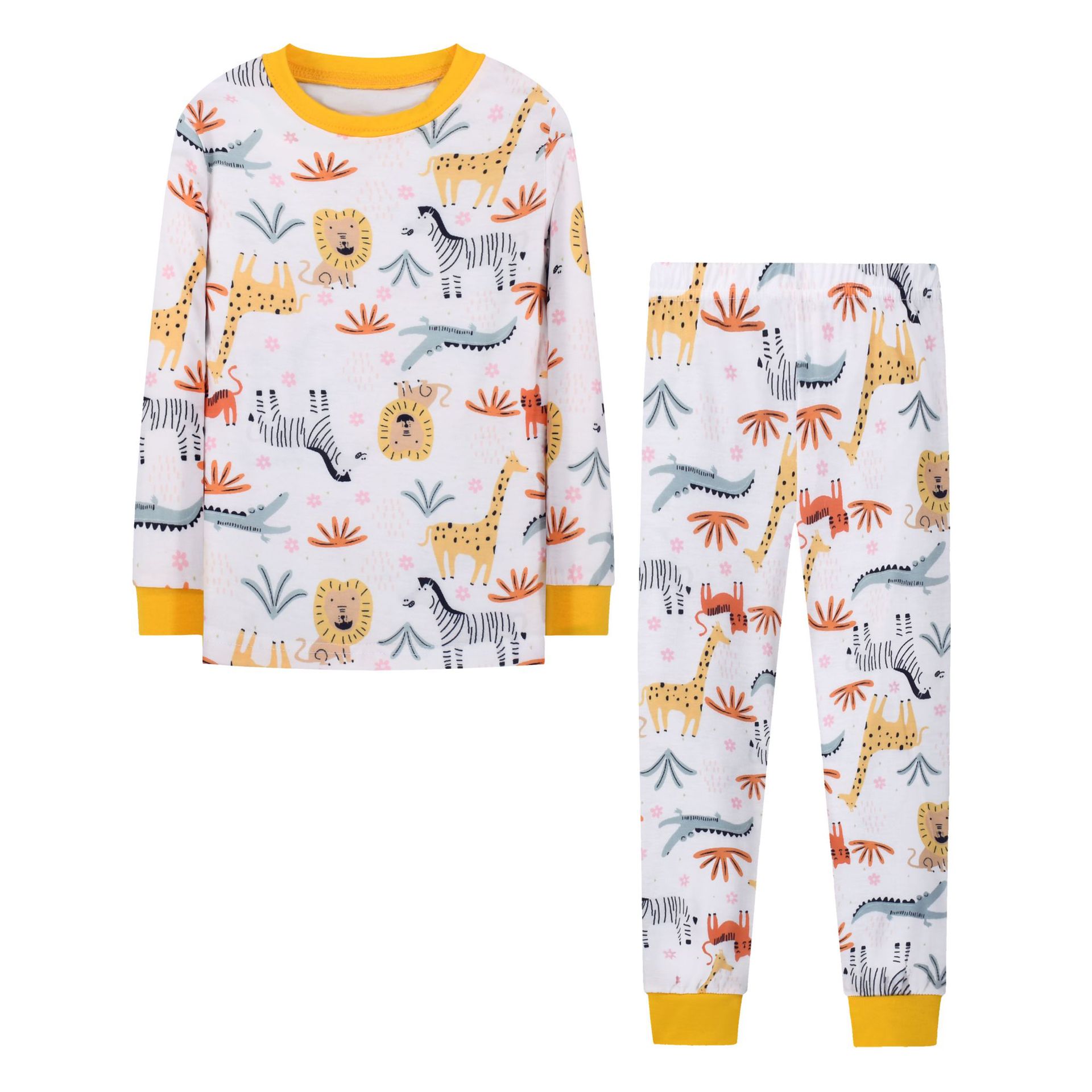 Foreign trade AliExpress Amazon children's pajamas suit autumn and winter busy zoo boy long sleeve home suit