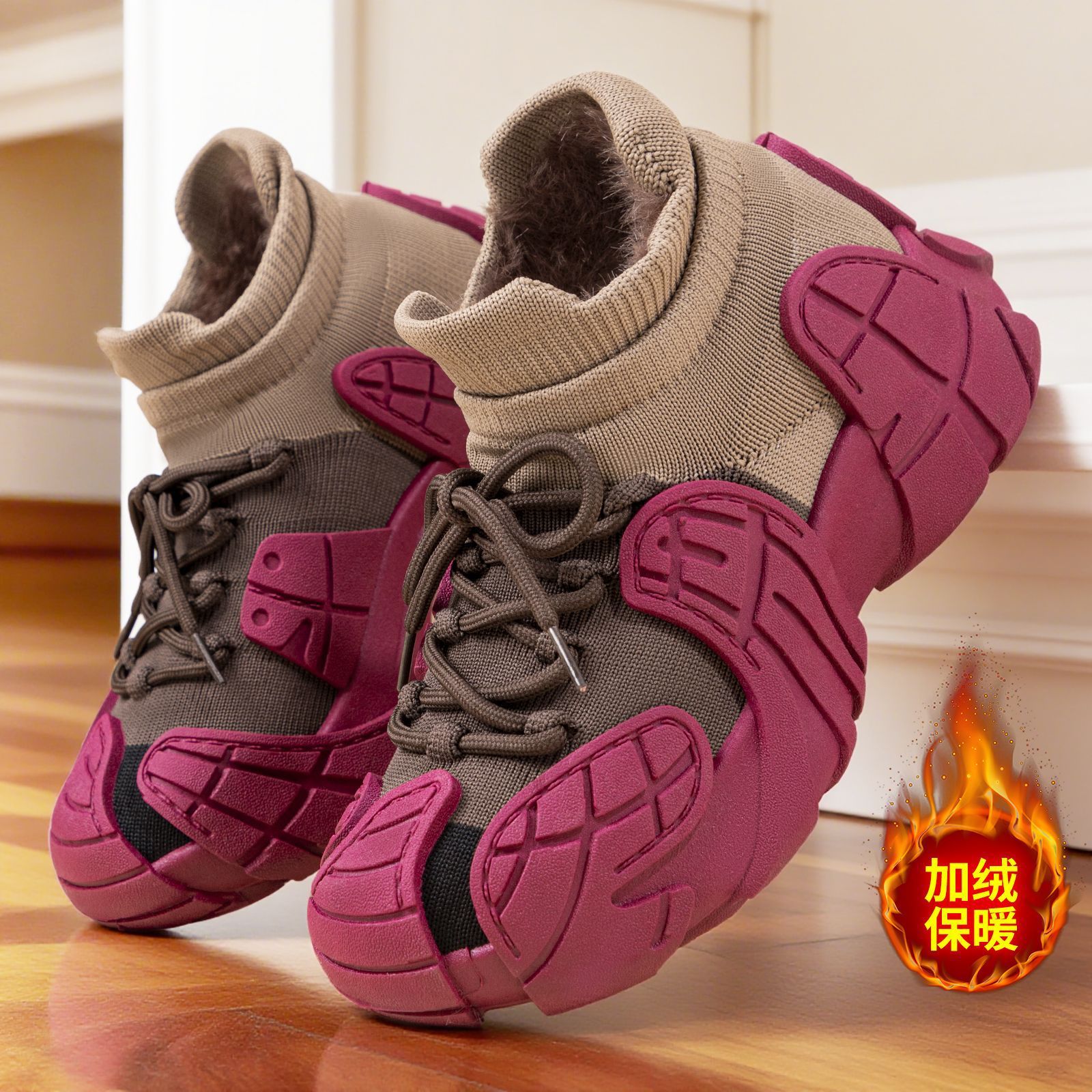 Zapatos de algodón de invierno de mujer nuevos zapatos cálidos de mujer zapatos de lana zapatos de invierno gruesos zapatos de tejido de peces de ocho patas zapatos deportivos al aire libre
