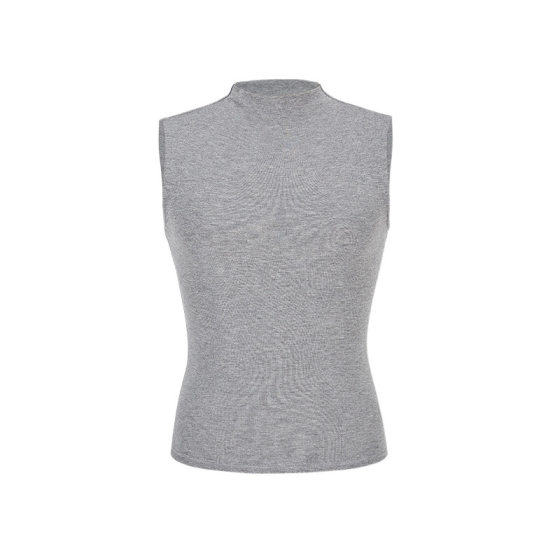 Real shot in stock-half high collar vest women's summer slim temperament top design niche sleeveless T-shirt