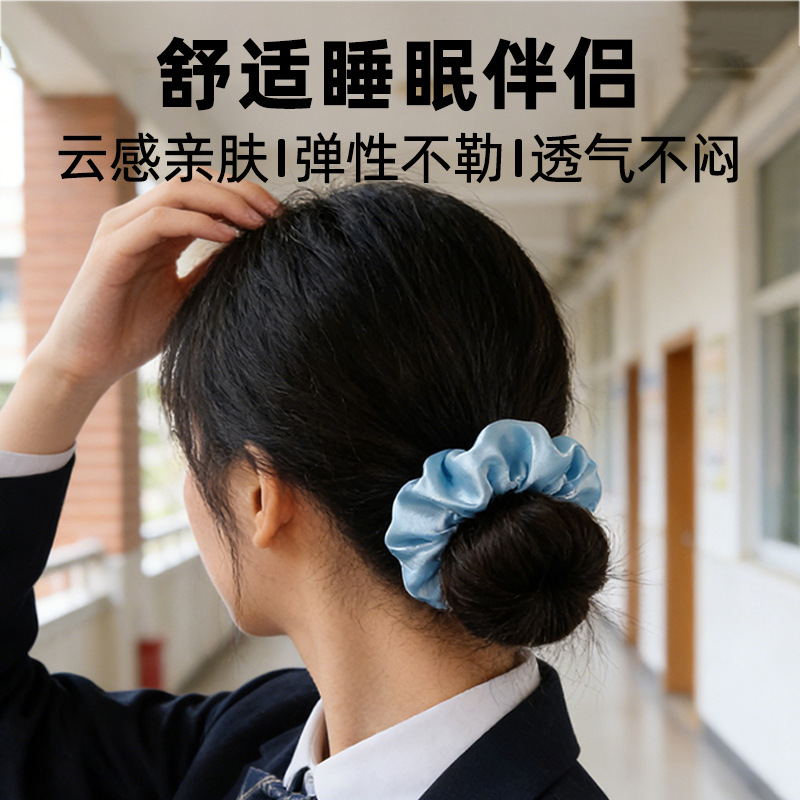 2026年新款大肠发圈跨境女韩版缎面大号纯色饰品色丁皮筋布艺头花