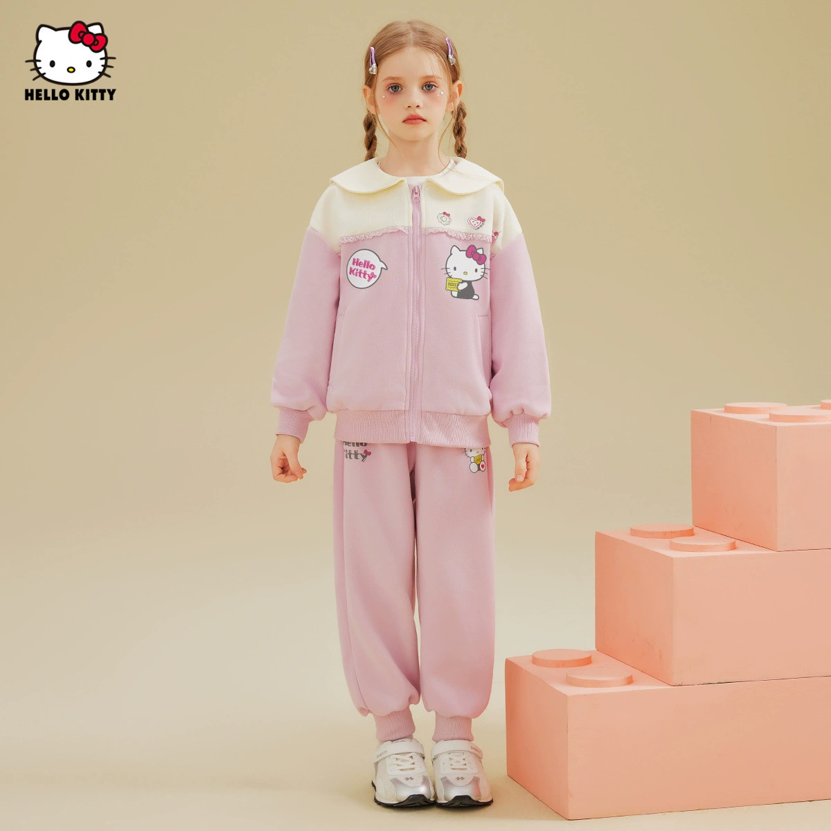 HelloKitty девушка весна и осень новый спортивный набор 2025 новый жизненные повседневные девочки набор из двух частей