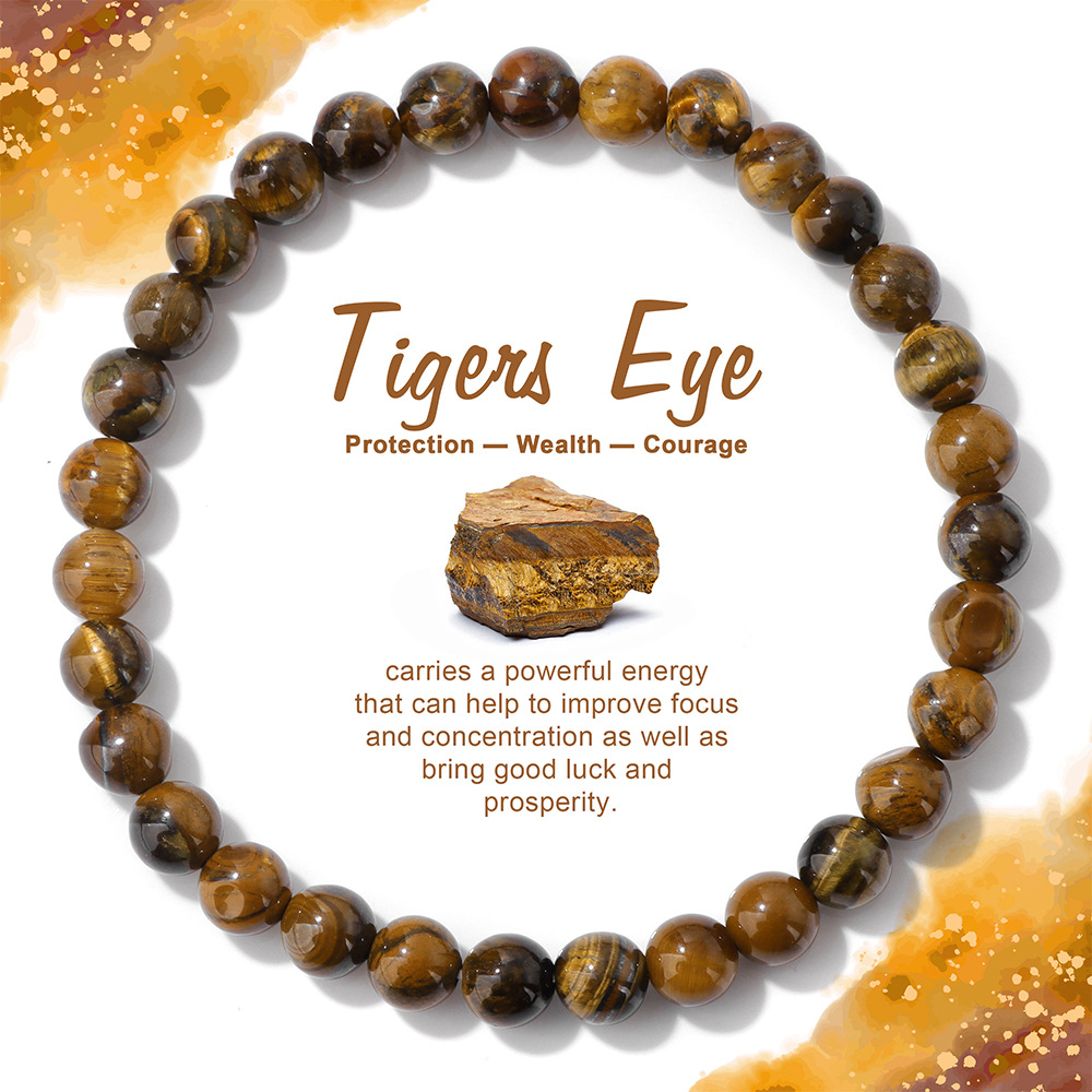 天然石ブレスレット弾力ロープビーズ6mm青松石紫水晶黄水晶帯カードセット手串卸売り