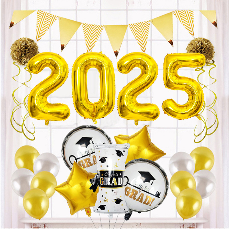 Juego de temporada de graduación 2025 decoración de globos de la temporada de graduación juego de globos de látex redondo de 12 pulgadas