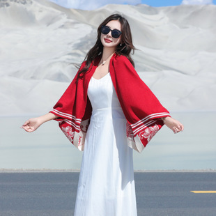 2025 Wool Knitted Shawl Scarf Dual-use Spring, Summer, Autumn and Winter New Solid Color Loose All-match Outer Cape Opening