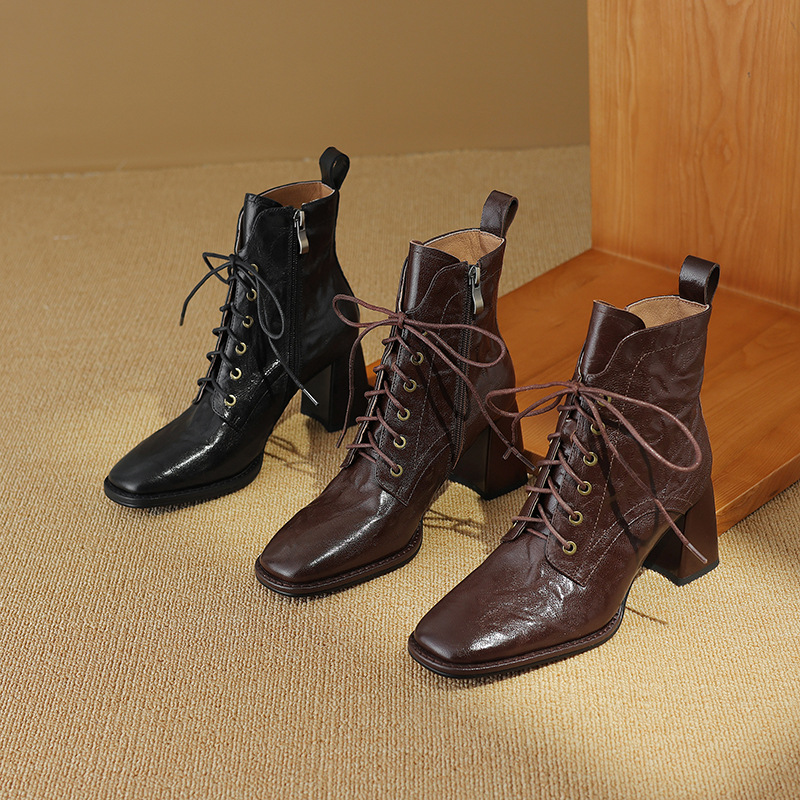 CHIKO Vera Square Toe Block Heels Ankle Boots