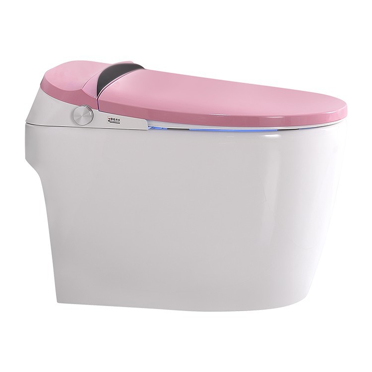 Inodoro inteligente rosa sin tanque de agua sifón fila piso automático voltear control de voz inodoro eléctrico Ultimate Edition