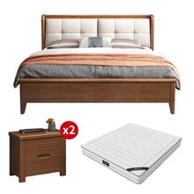 金丝胡桃木实木床新中式主卧1.8米x2米双人大床1.5米软包婚床