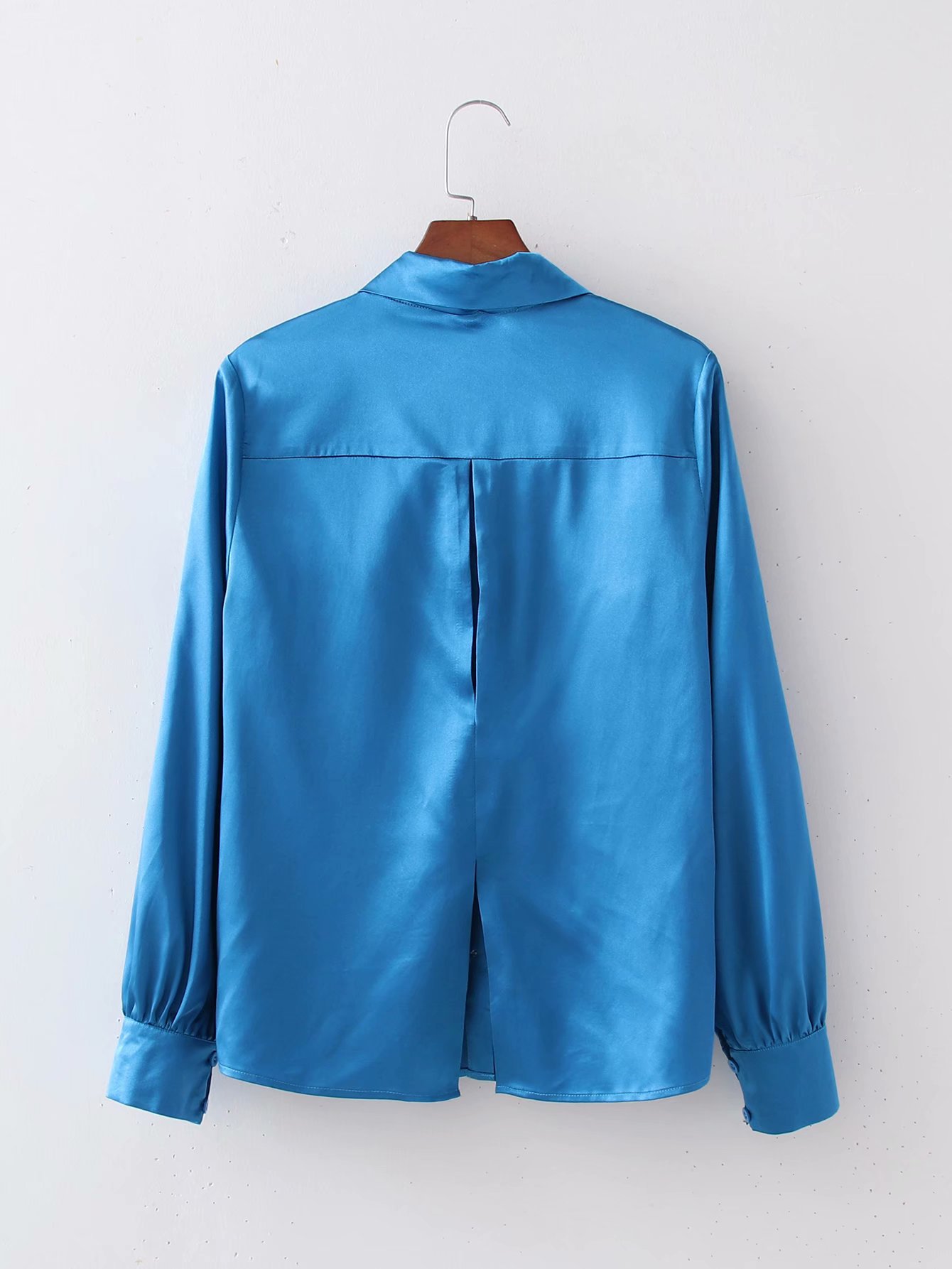 bow-knot collar silk satin texture shirt nihaostyles wholesale clothing NSAM82214