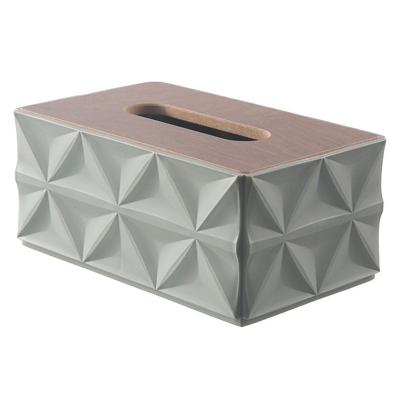 Caja de toallas de aire crema simple caja de almacenamiento de escritorio con cubierta de madera caja de extracción de papel creativa caja de extracción de papel de lujo ligera sala de estar doméstica