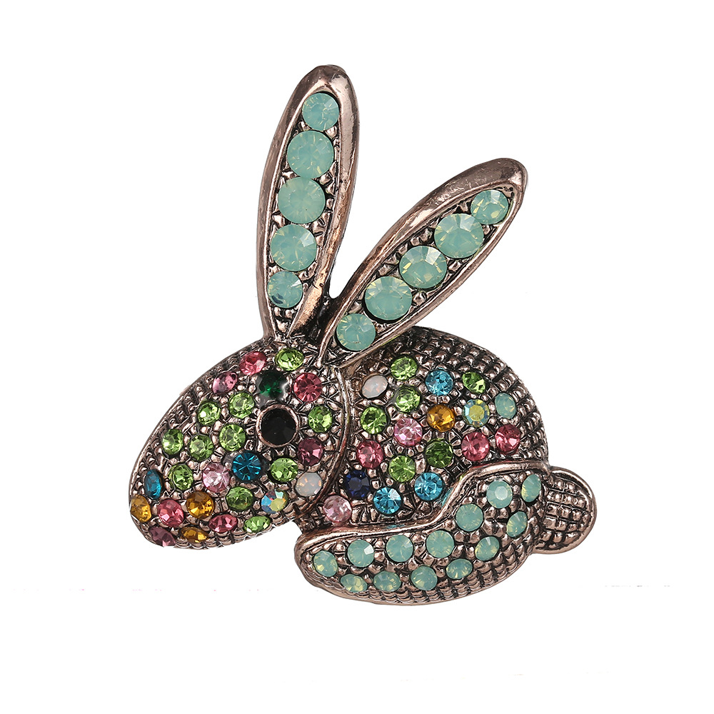 Retro Rabbit Carrot Alloy Enamel Artificial Rhinestones Women's Brooches display picture 5