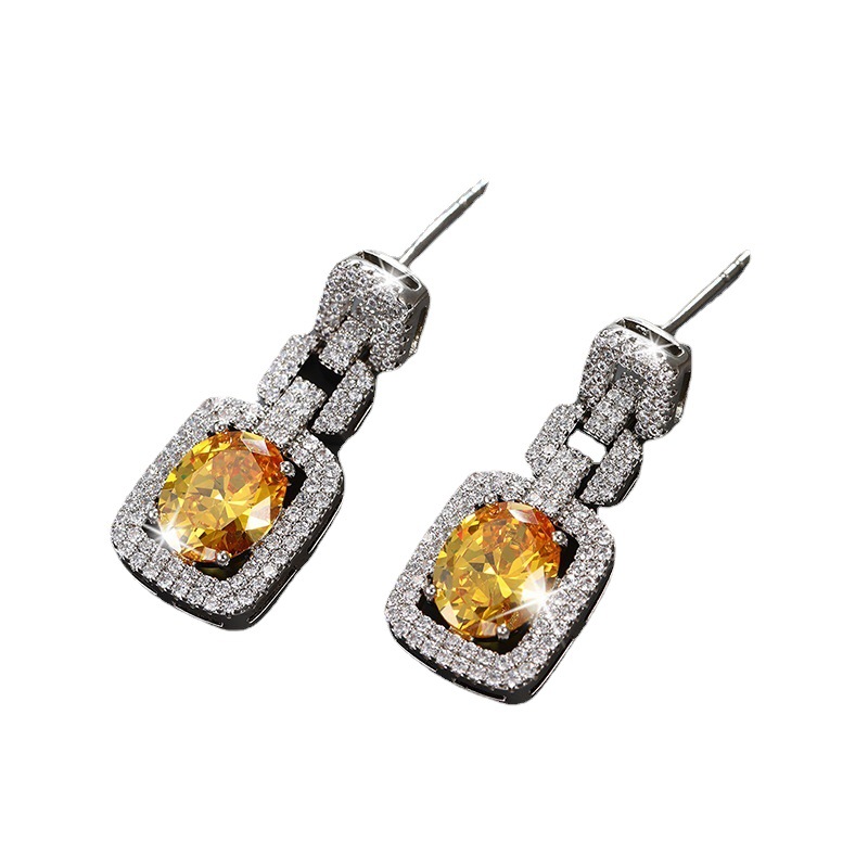 Joyería de Xuping cuadrado retro moda Luz de lujo pendientes de alto grado francés exquisito temperamento imitación gema pendientes