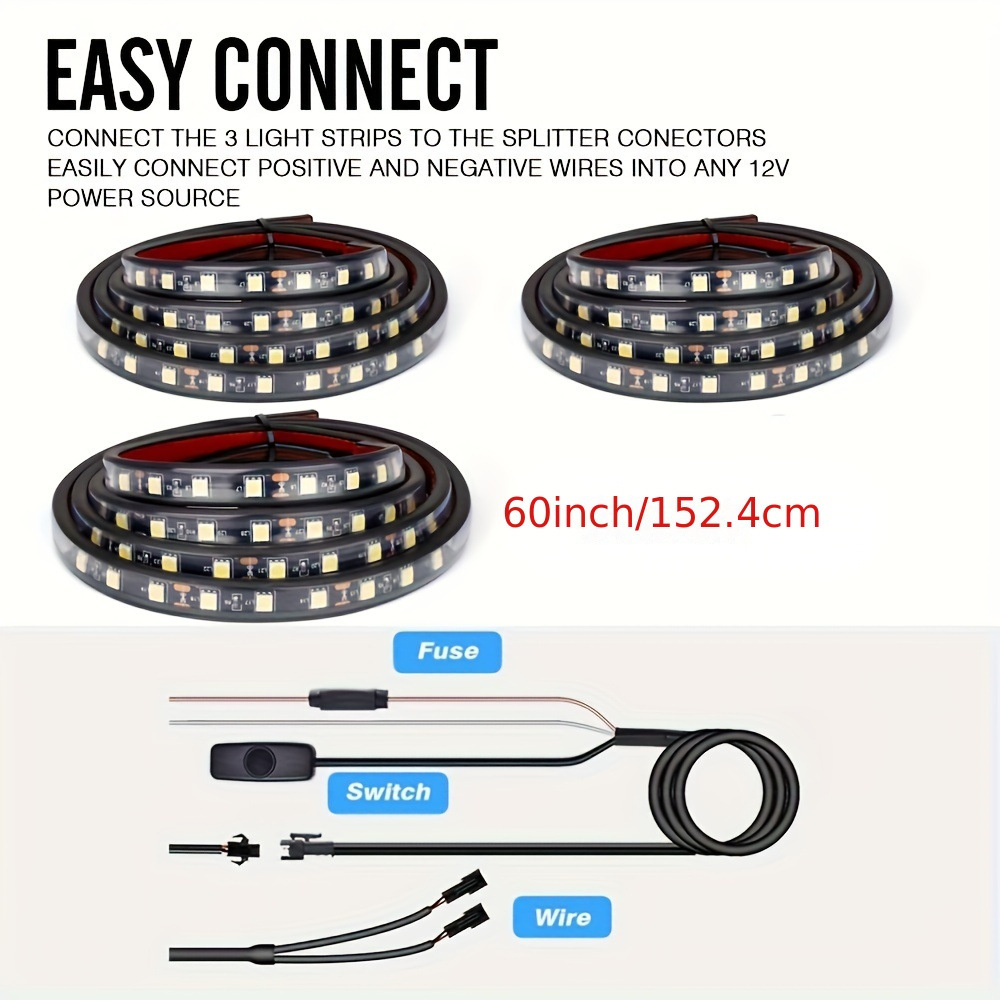 Pickup Truck Compartment Lighting with Tail Box Light Car Atmosphere Light Switch Control One-To-Three Trunk Light
