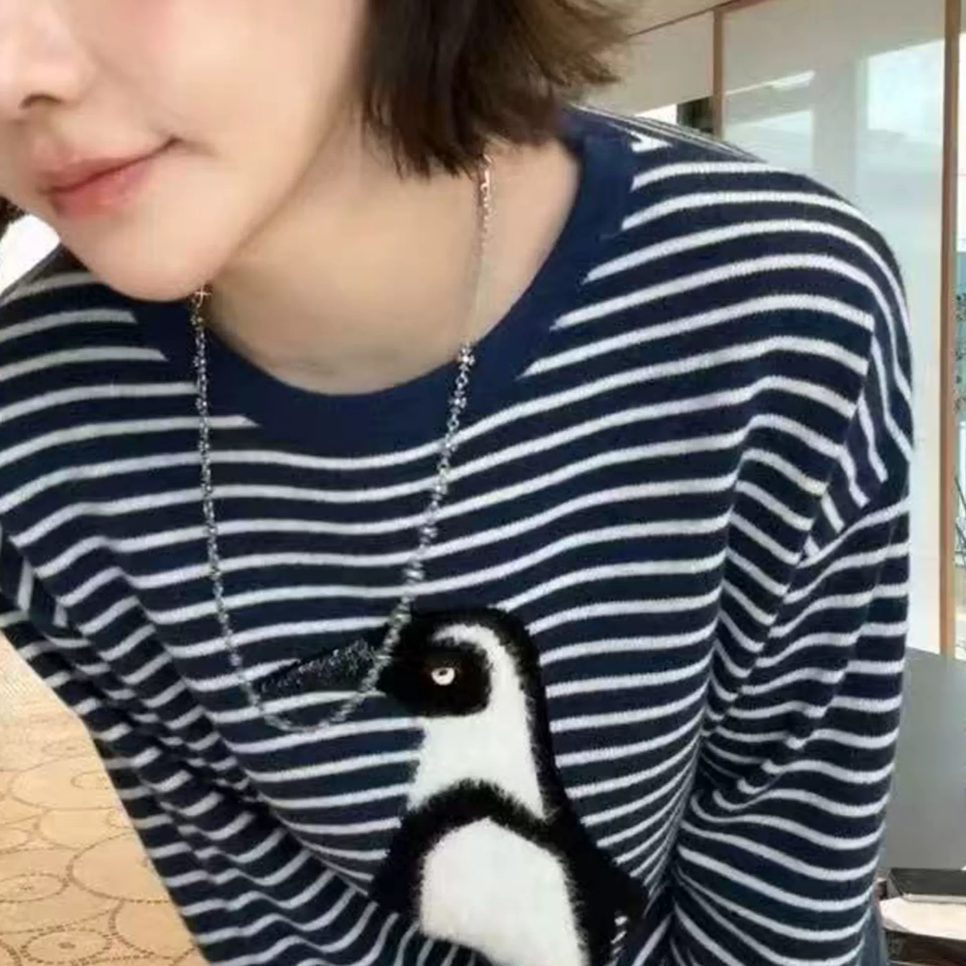 条纹100%纯羊毛针织衫女秋冬季新款慵懒风宽松套头毛衣提花打底衫