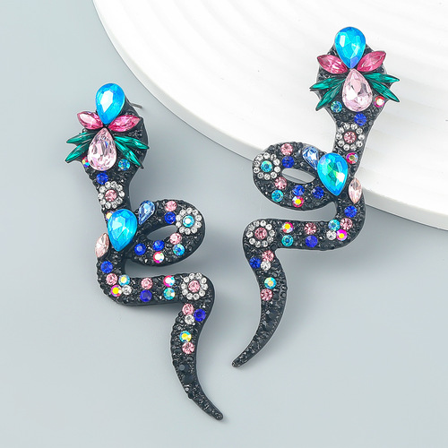 snake earrings fashion colour set auger drill alloy coil flower earrings wave tide female sago asia-europe beautiful stud earrings