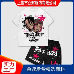 Foreign Trade Summer New Hellstar Hellstar Letter Printed Short-Sleeved T-Shirt Shorts Suit