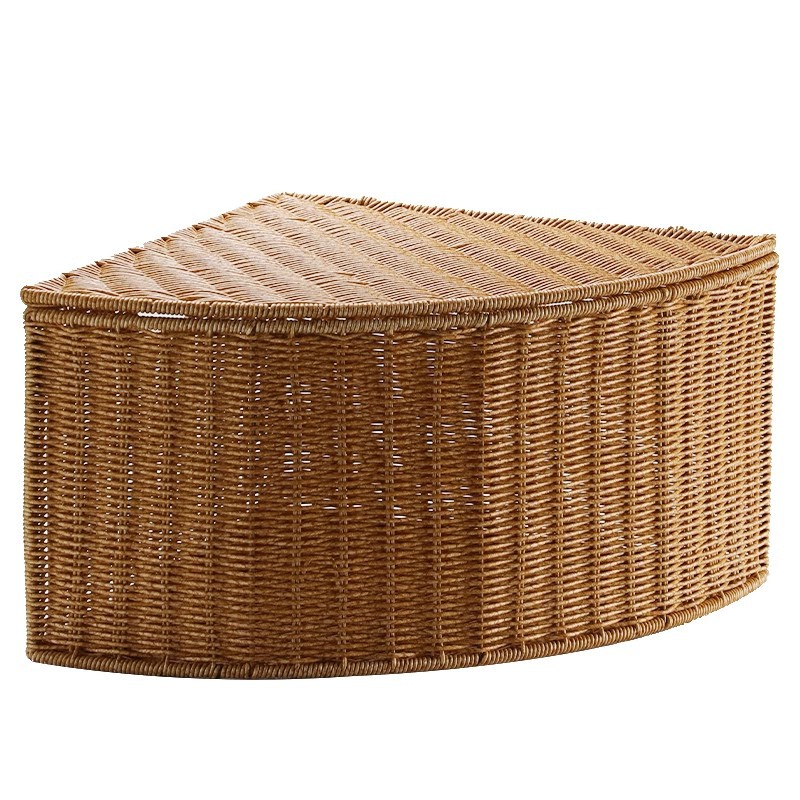 Esquina del dormitorio, caja de almacenamiento en forma de abanico, caja de acabado de esquina tejida de ratán, armario grande, esquina, sala de estar, triángulo de almacenamiento