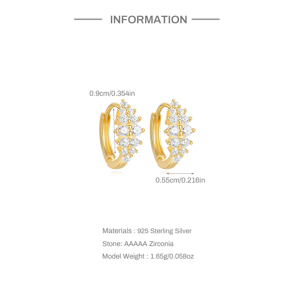 5g Weight 925 Sterling Silver Ear Needle Material Zircon Inlay Material Earrings Classification 1 Pair Quantity Holiday, Travel, Daily Occasion 925 Sterling Silver Material Geometric Pattern Women's Gender Plating Design Simple Style Style 1 Pair 925 Sterling Silver Zircon Geometric Earrings 2