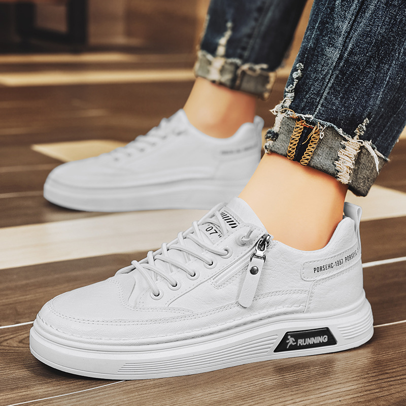 Otoño nuevo cuero negro de trabajo zapatos de plantilla de zapatos deportivos casuales para hombres zapatos de moda sin lazos