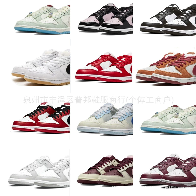 Кроссовки Dunk низкие чёрно-белые серо-белые сине-белые и красно-белые