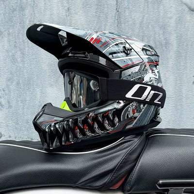Women, Rally Full-Face Helmet, Mountain – Motosiklet kaskı (dəbilqə) - mechanical-dragon-orz-black-silver-frame-s