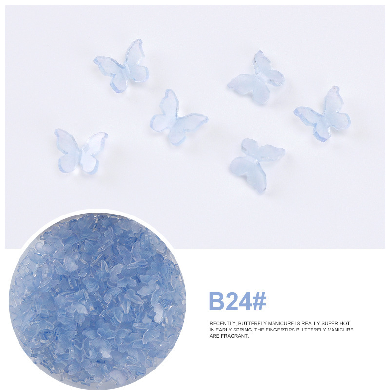 Acrílico mariposa resina tridimensional accesorios de uñas accesorios de flores plástico transparente uñas hechas a mano material DIY image 32
