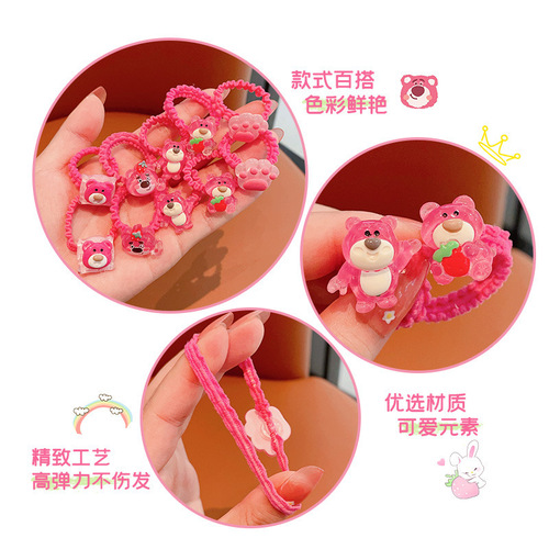 Strawberry Bear children's head-tying rubber band high-elastic headband cute baby hair band headband princess hair accessories