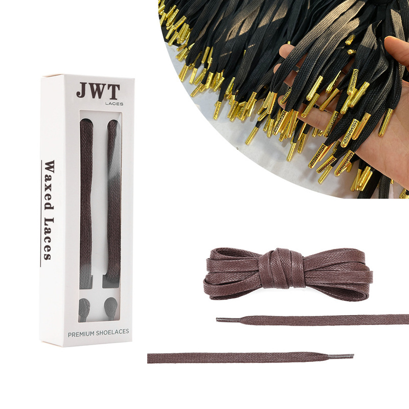 Cotton Wax Rope Casual Leather Shoe Laces for Men and Women Flat Shoelaces Waterproof Waxed Shoe Rope Black White Pure Cotton Brown