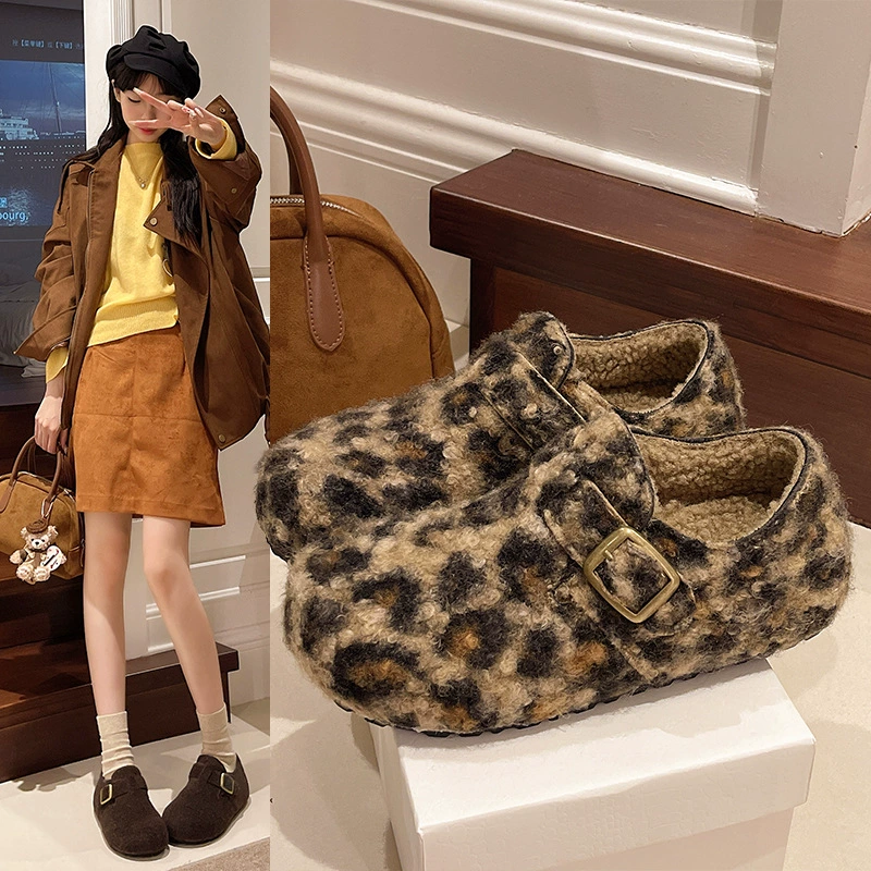 Женские хлопковые туфли Birkenstock с добавлением бархата и увеличенным мыском, для ношения на улице, новая зимняя модель 2025, ленивые одношаговые "уродливо-милашки" Birkenstock