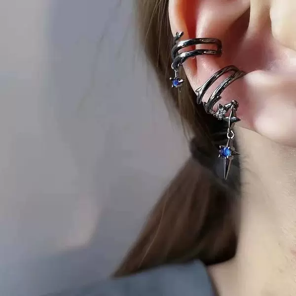 Vintage thorn ear cuffs for women without ear piercings, high-end niche trendy cool retro ear accessories, ear clips