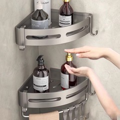 スペースアルミ浴室ラック穴なしトイレ洗面台コーナー壁掛け三角ラック壁収納ラック