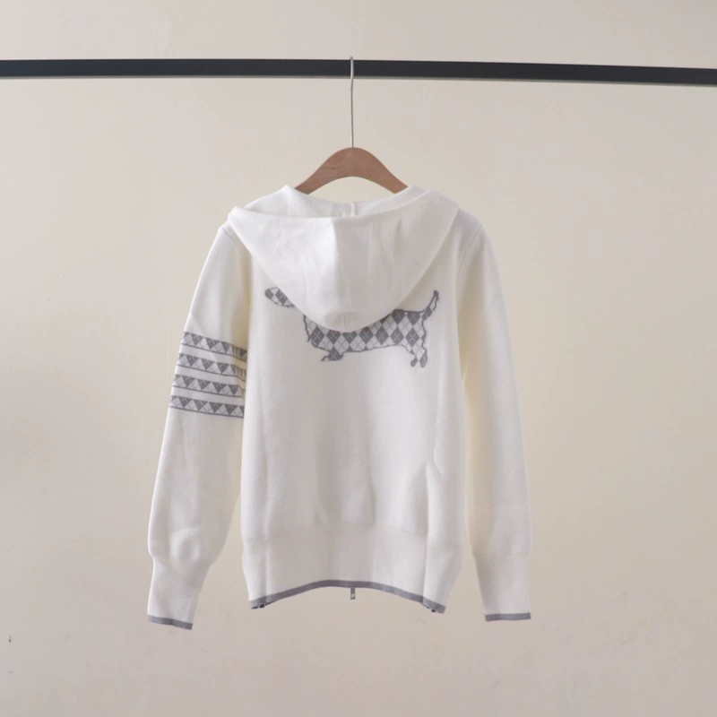 Demi‑season knitted hooded jacket, long sleeve with drawstring, sizes S–L