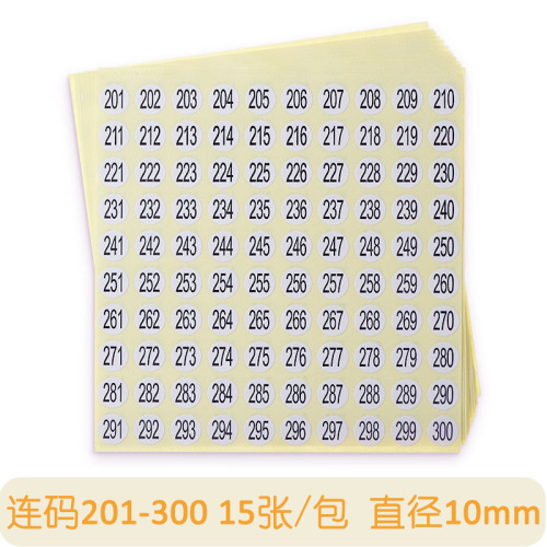 Number sticker number, label clothing size, round serial number, no-dry adhesive, work number, size code, nail sticker