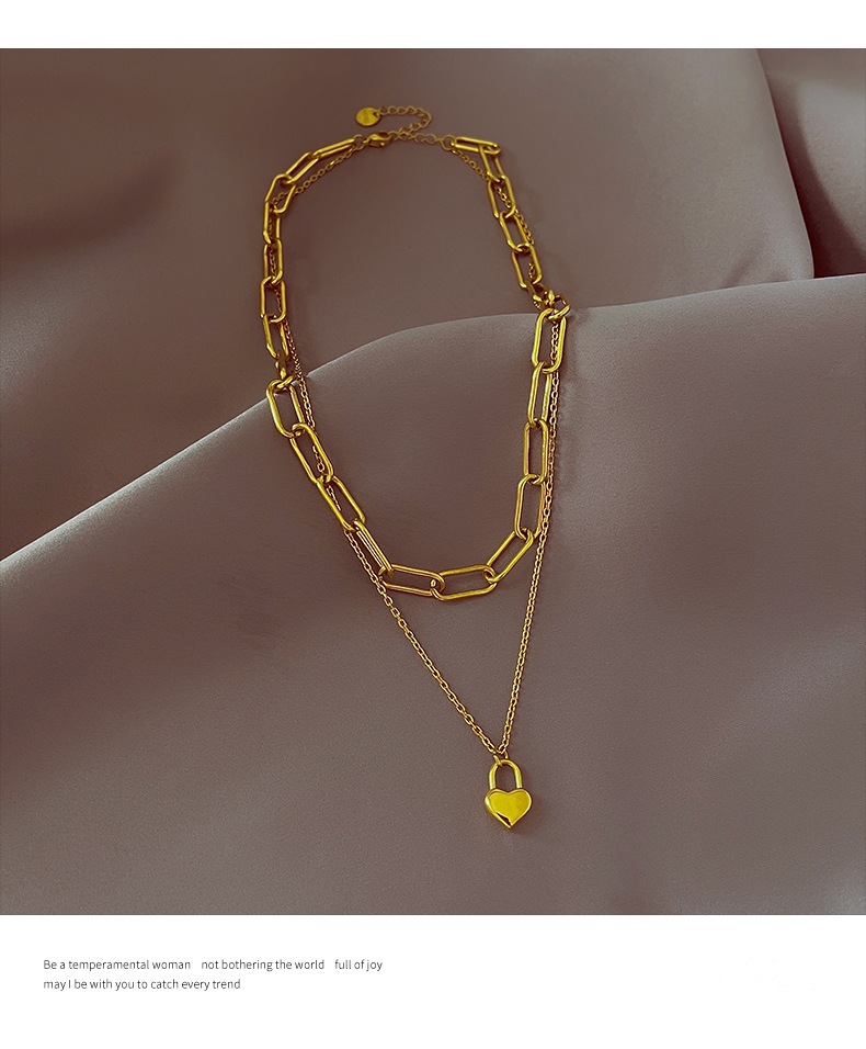 Fashion Heart Shape Titanium Steel Necklace 1 Piece