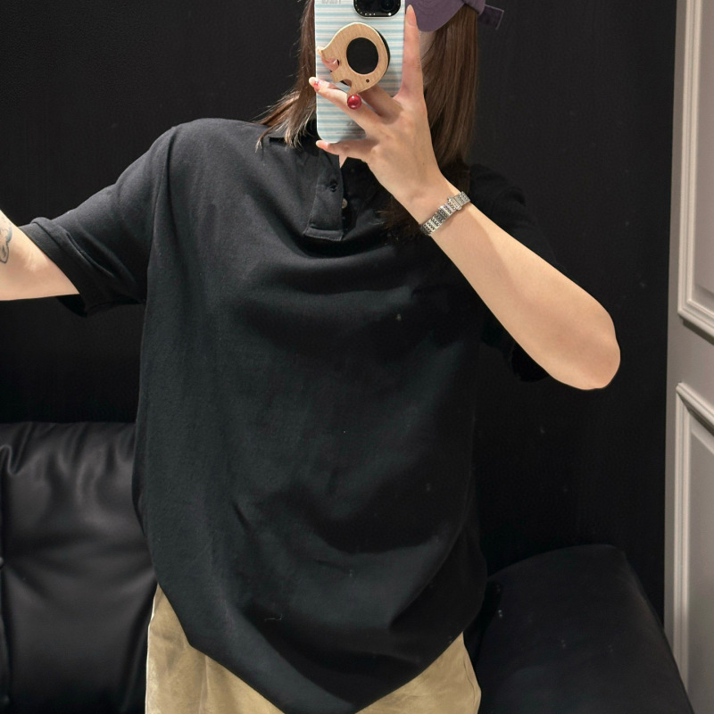 0725x3~经典简约商务气质百搭小马刺绣翻领短袖Polo衫男女同款|undefined