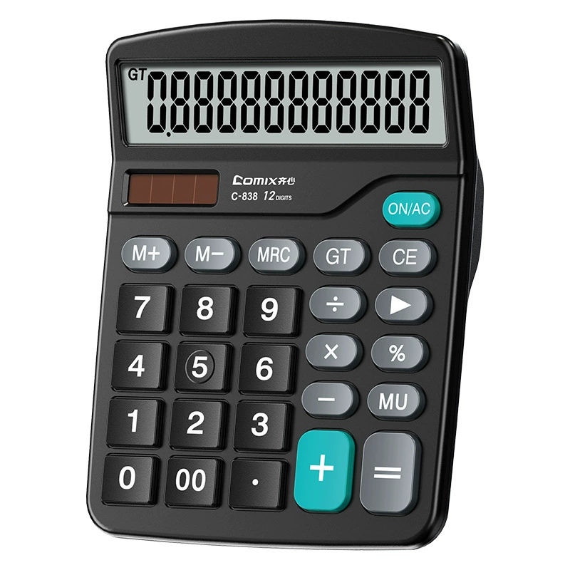 Qi Xin C-838 Calculator Black Learning Office Optoelectronics Double Drive