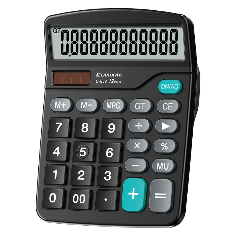 Qi Xin C-838 Calculator Black Learning Office Optoelectronics Double Drive