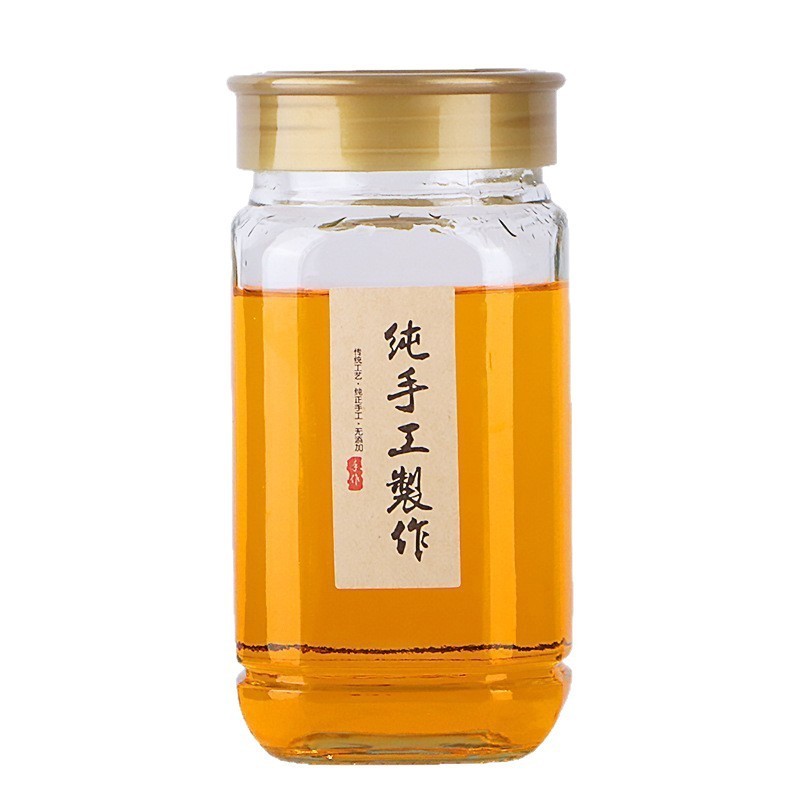 八角形ハニーボトル卸売ガラス詰め替え空ボトル在庫あり 1kg 1.0kg パック密封ジャムボトル缶詰ボトル蓋付き|undefined
