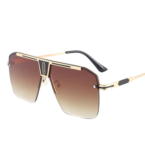 Personalized European and American Style Metal Splicing Integrated Gradient Sunglasses for Men, Fashion Trendy Cool and Charming Sunglasses