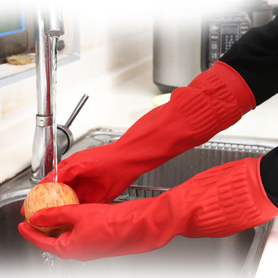 winter thickening Plush lengthen Housework glove keep warm rubber glove Dishwasher laundry latex glove winter