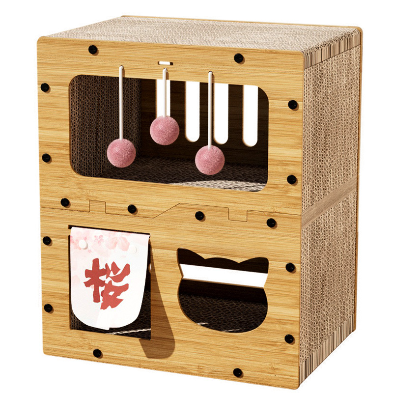 Gato villa para gatos de tres capas para jugar y dormir en una mansión tabla de agarre para gatos resistente al desgaste y resistente al agarre de papel corrugado nido para gatos juguetes para gatos