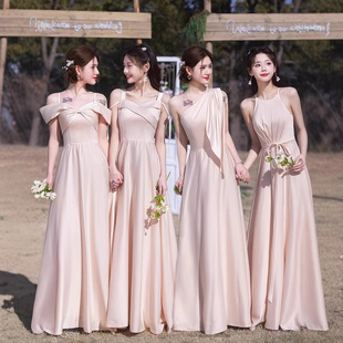 Beautiful Bridesmaid Dress 2025 New Accessible Luxury Niche High-End Sister Group Dress Skirt Women Can Usually Wear Summer Satin