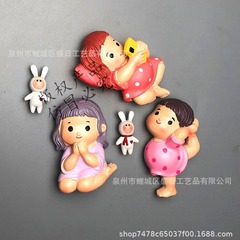 著作権3d創意かわいいデブの女の子の樹脂の冷蔵庫は携帯電話の携帯電話の家庭の装飾を貼ってメーカーを貼って販売します。