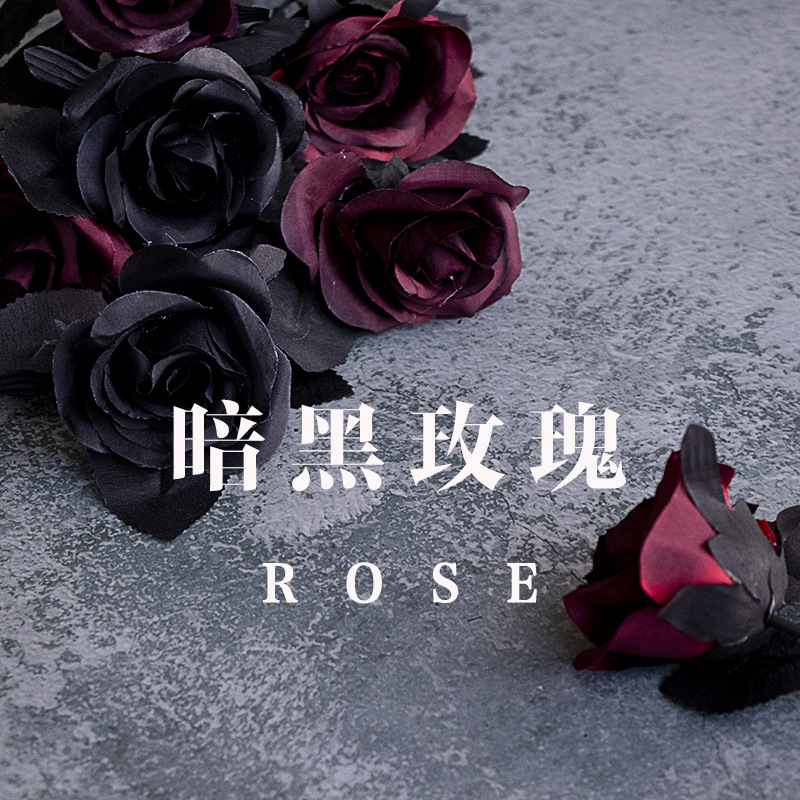 黑暗系玫瑰黑玫瑰红玫瑰复古暗黑玫瑰网红摆拍ins装饰摄影道具花