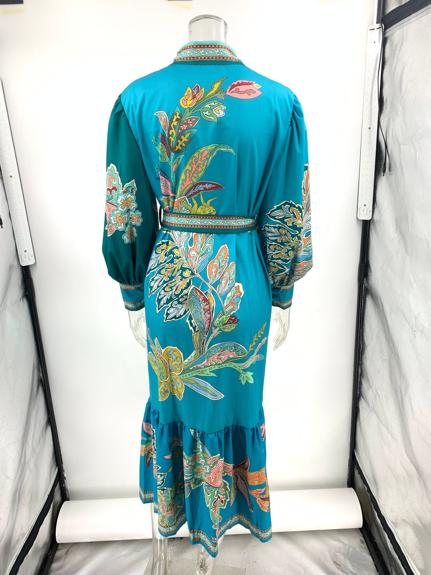 Women's Gender Wholesale Women's Elegant Vacation Plant Casual Holiday Turndown Long Sleeve Regular Dress